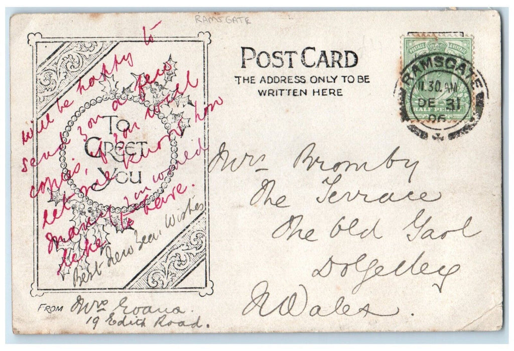 1906 Little Girl Baby Wagon Ramsgate England United Kingdom RPPC Photo Postcard
