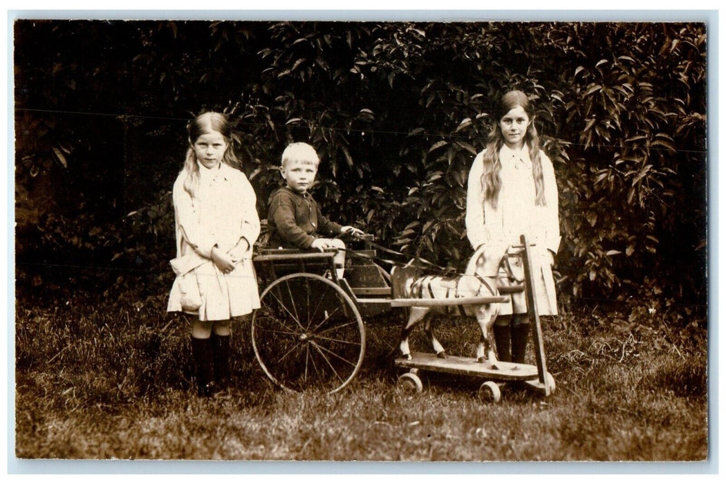 c1910's Children Horse Wagon Toys England United Kingdom RPPC Photo Postcard
