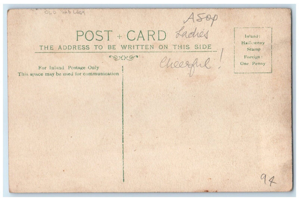 c1910's Old Hag Lady England United Kingdom RPPC Photo Posted Antique Postcard