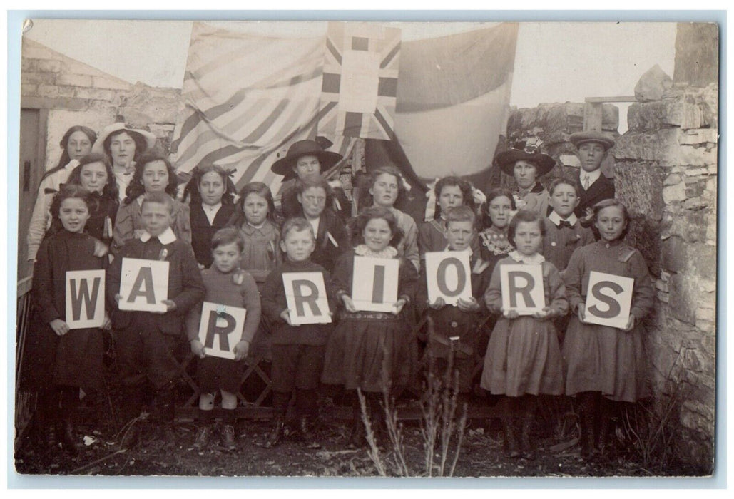 c1910's Warriors Children Eyam England United Kingdom RPPC Photo Posted Postcard