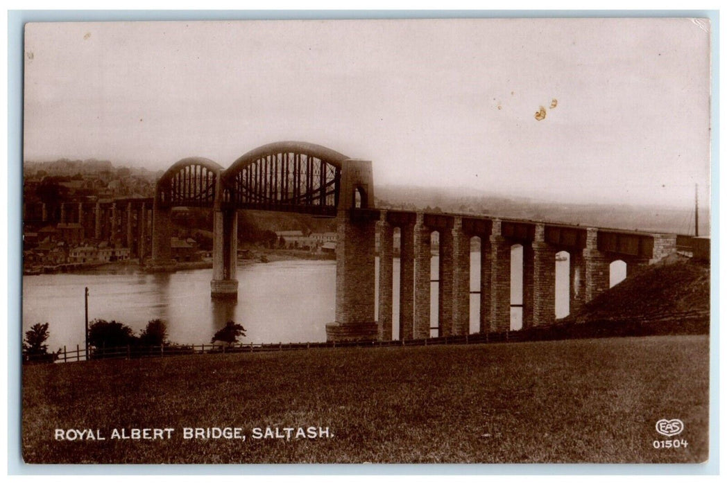c1910's Royal Albert Bridge Saltash England United Kingdom RPPC Photo Postcard