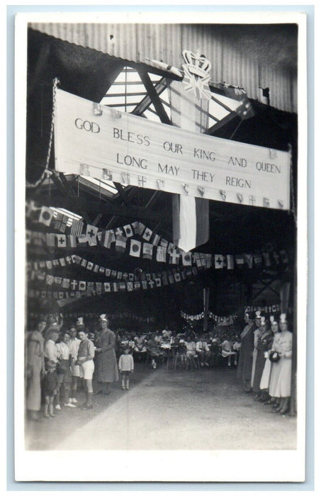 1935 Patriotic Flags England United Kingdom UK RPPC Photo Vintage Postcard