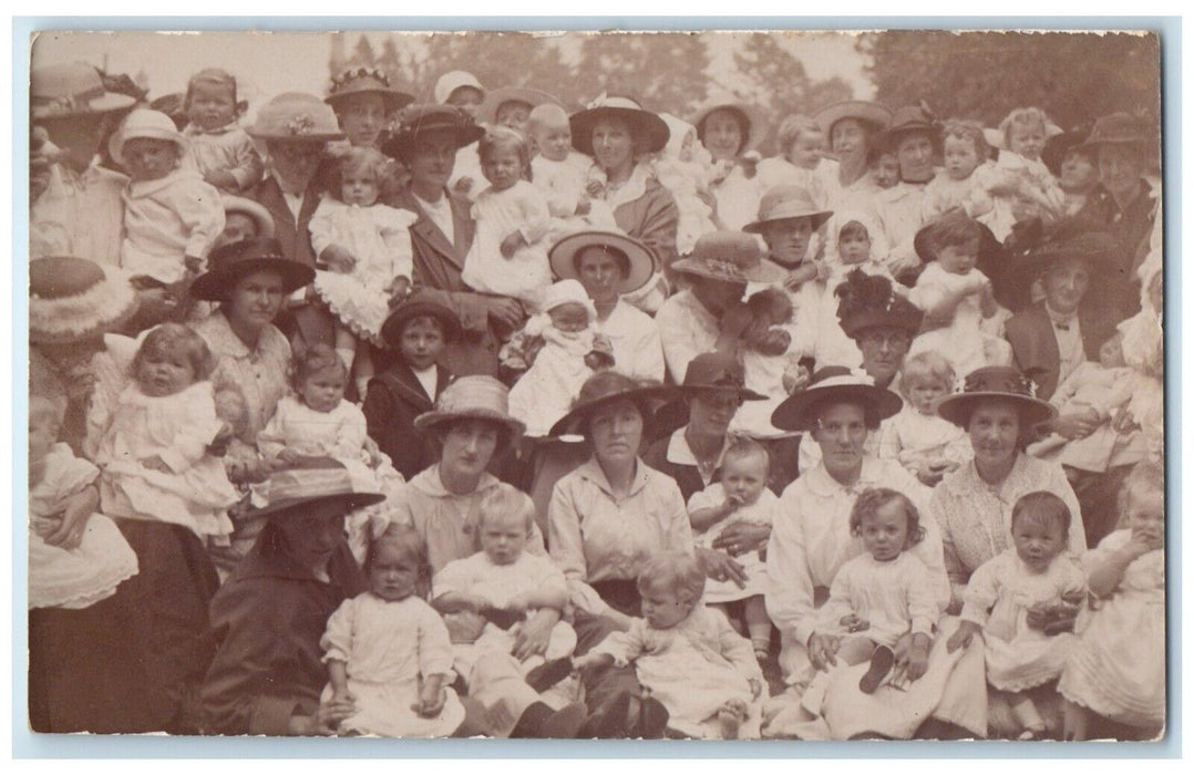 c1910's Mother And Babies England United Kingdom UK RPPC Photo Antique Postcard