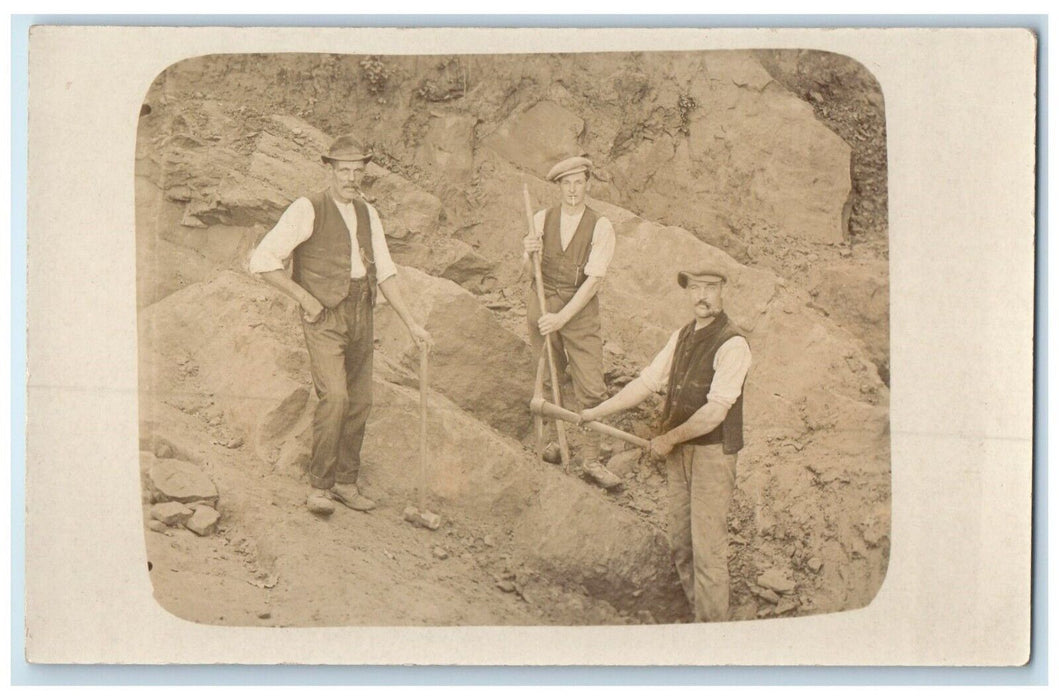 Quarry Mining Occupational Construction Workers 1 England UK RPPC Photo Postcard