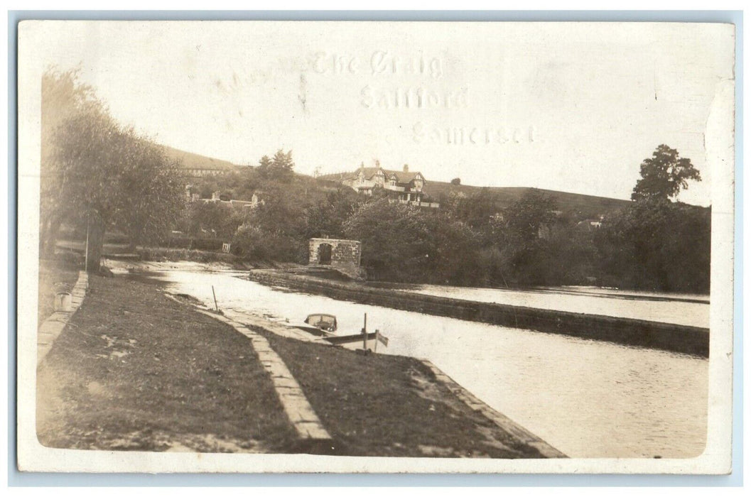 1913 River Scene Saltford England Somerset United Kingdom UK RPPC Photo Postcard