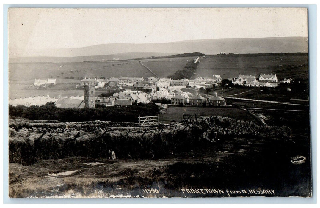 Bird's Eye View Of Princetown From N. Hessary England UK RPPC Photo Postcard