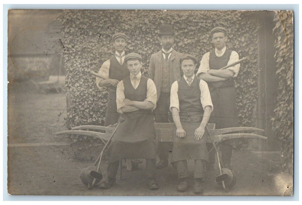 c1910's Boys Gardeners Wagon Axmouth England UK RPPC Photo Antique Postcard