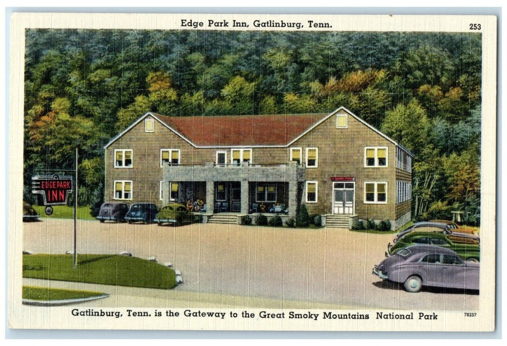 c1930's Edge Park Inn Hotel Cars Gatlinburg Tennessee TN Vintage Postcard