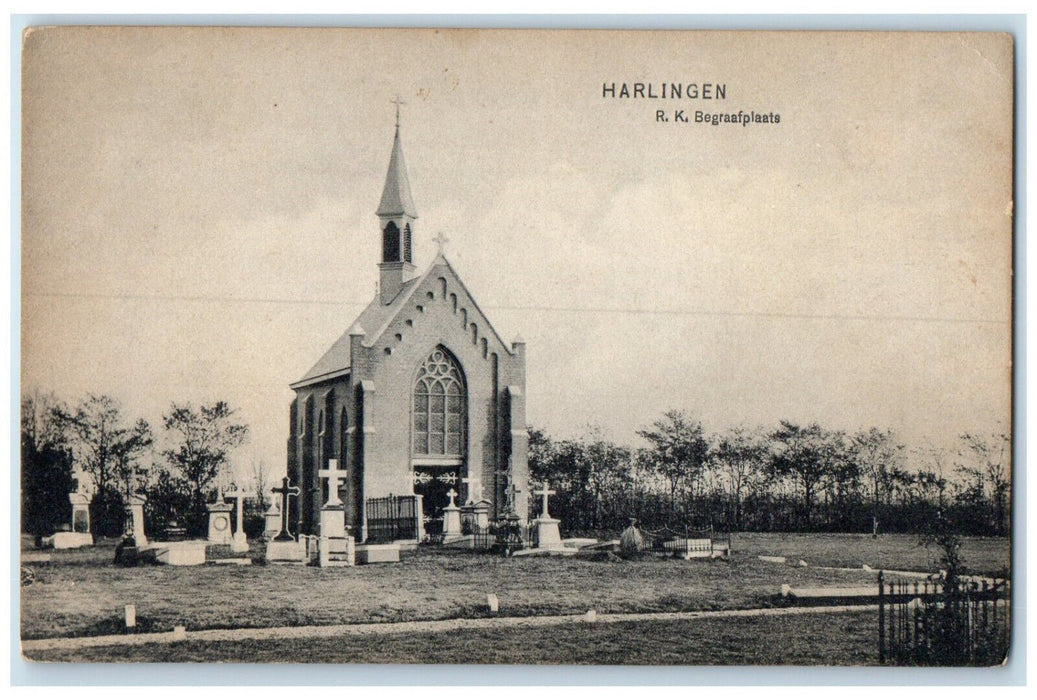 c1910 R.K. Harlingen Cemetery Netherlands Unposted Antique Postcard