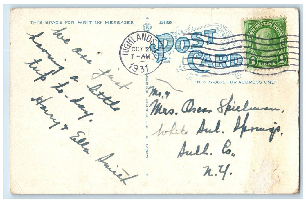 1931 Bay Avenue Street Road Buildings Classic Car Highlands New Jersey Postcard