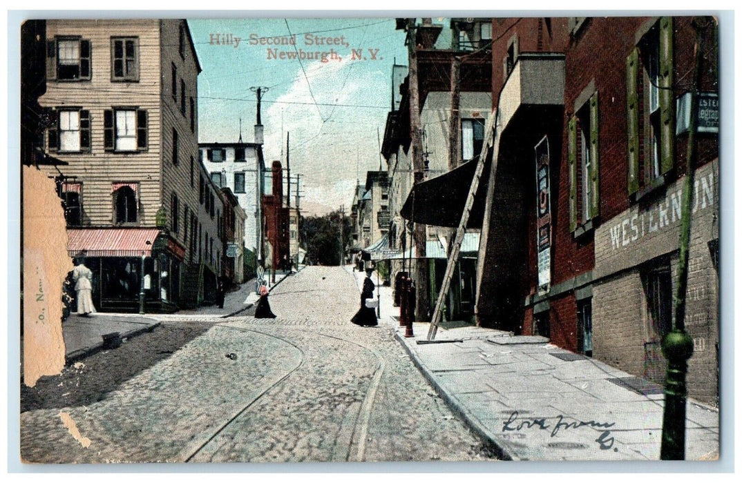 1907 Hilly Second Street Newburgh New York NY Posted Antique Souvenir Postcard