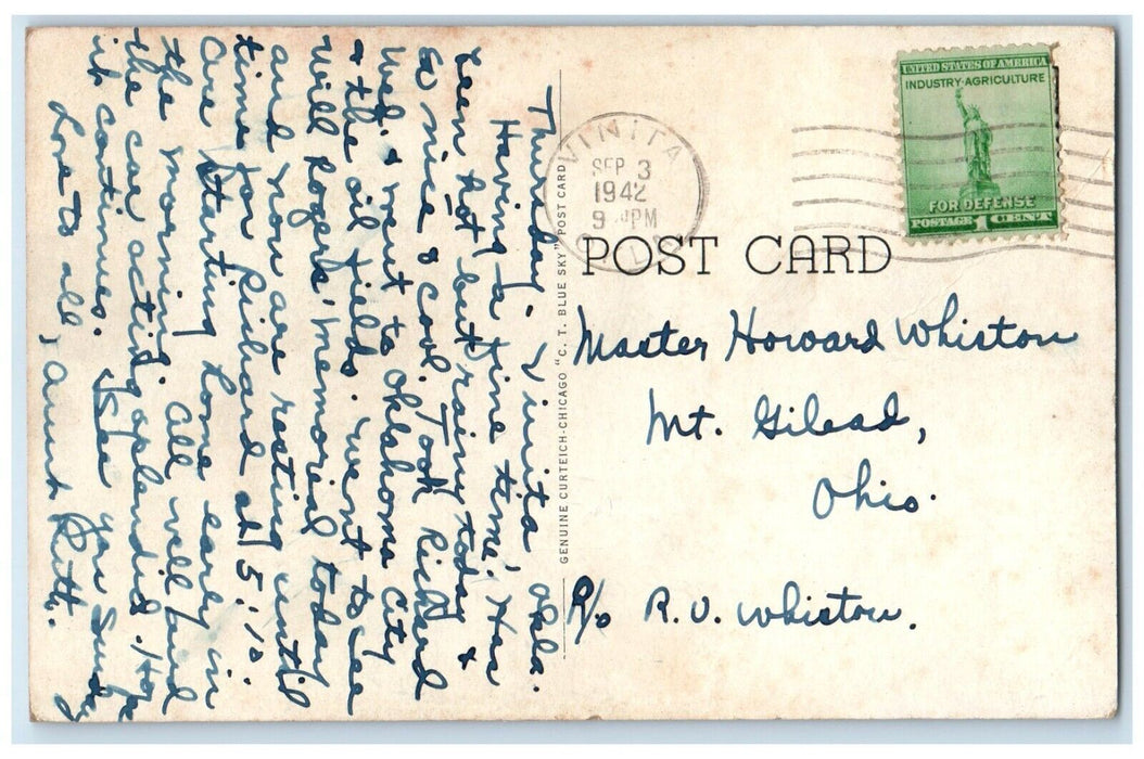 1942 Exterior View Hotel Vinita Building Classic Cars Vinita Oklahoma Postcard