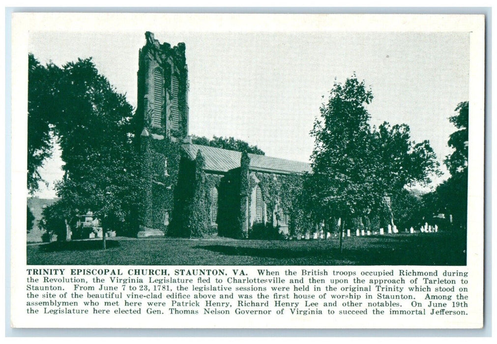 c1910 Trinity Episcopal Church Staunton Virginia Unposted Triangle Kard Postcard