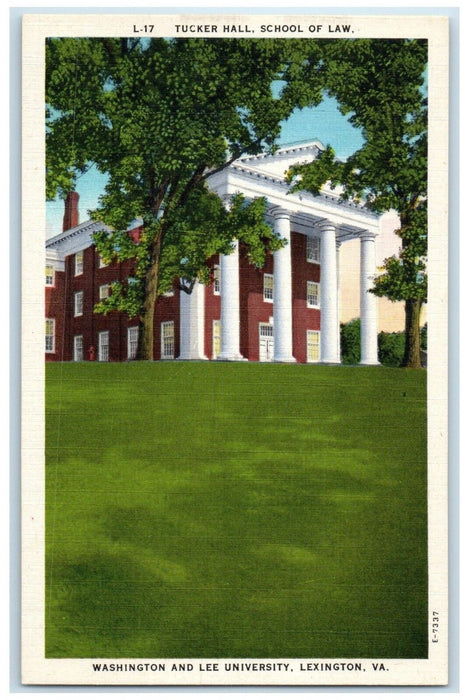 1940 Tucker Hall School Law Washington Le University Lexington Virginia Postcard