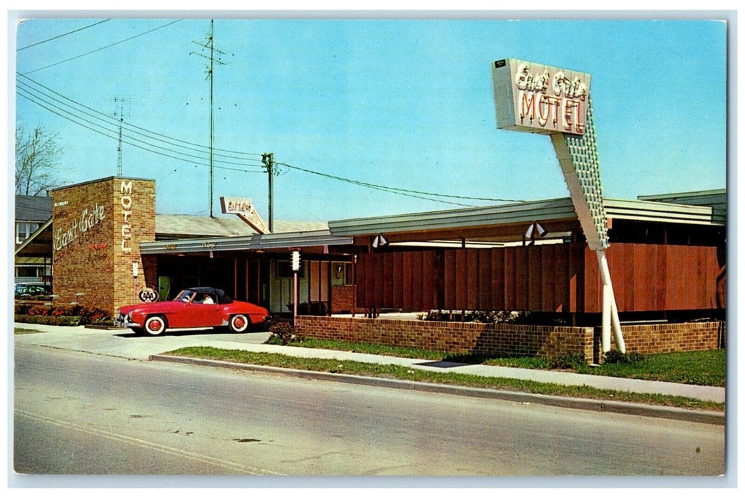 c1950's East Gate Motel Roadside Car Lima Ohio OH Unposted Vintage Postcard