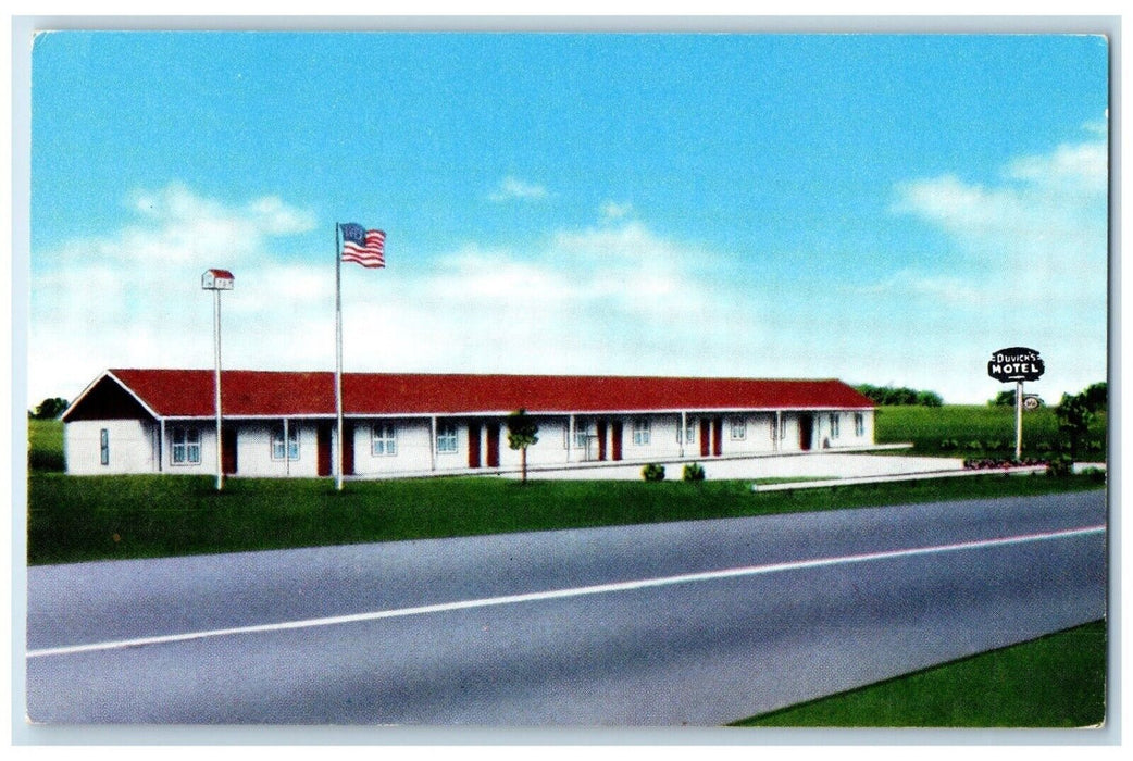 c1960's Duvick's Motel Roadside Newark Illinois IL Unposted Vintage Postcard
