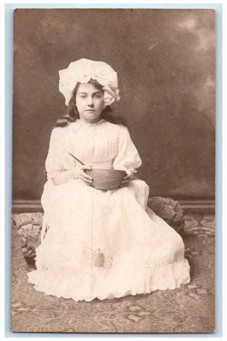 c1910's Little Miss Muffet Costume Spider Studio England UK RPPC Photo Postcard