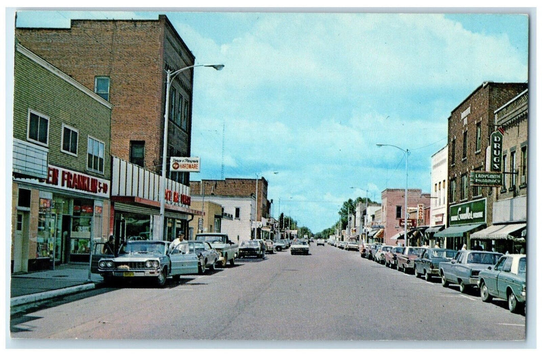 c1960 Indian Head Country Street Road Classic Cars Ladysmith Wisconsin Postcard