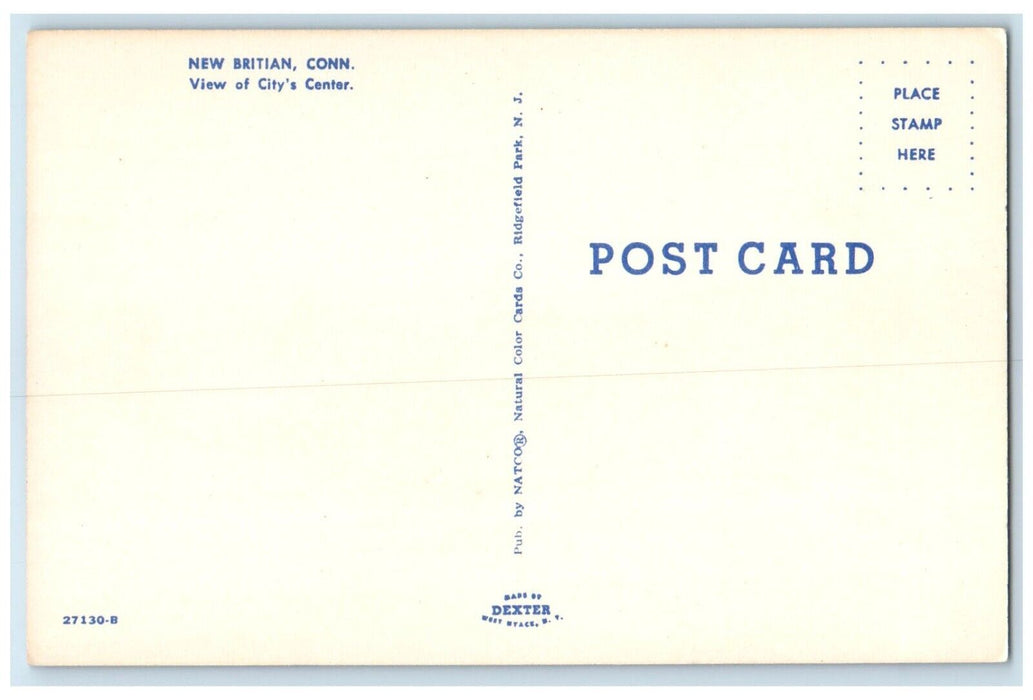 c1960 Aerial View City's Center Street New Britain Connecticut Unposted Postcard