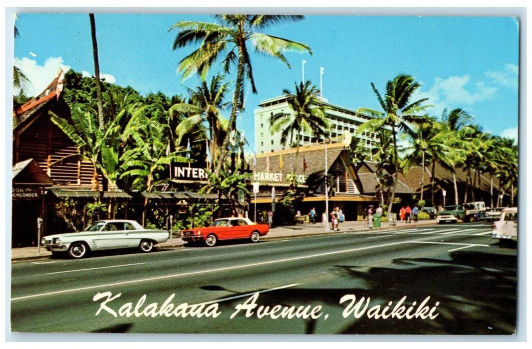 1960 Scenic View Street Road Classic Car Kalakaua Avenue Waikiki Hawaii Postcard