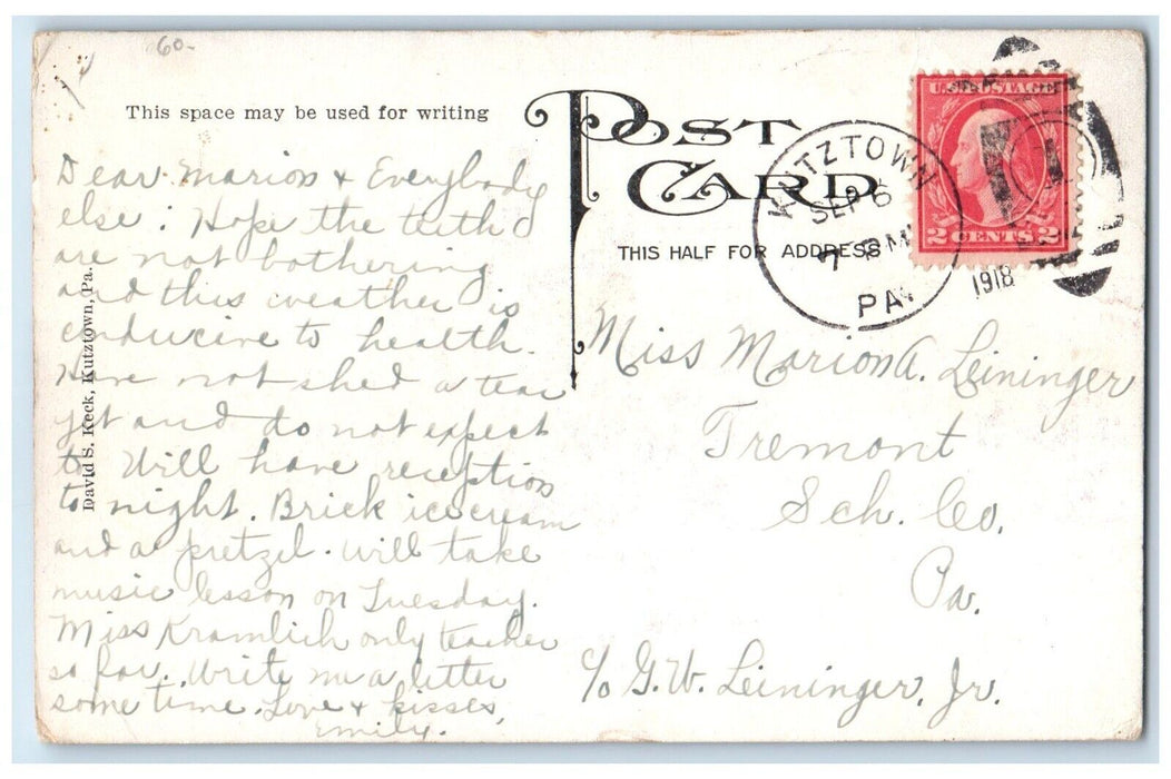 1918 Kindergarten Keystone State Normal School Kutztown Pennsylvania PA Postcard