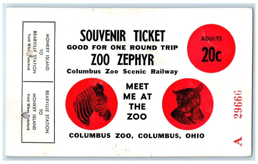 1954 Zoo Zephyr Columbus Zoo Scenic Railway Columbus Ohio OH Vintage Postcard