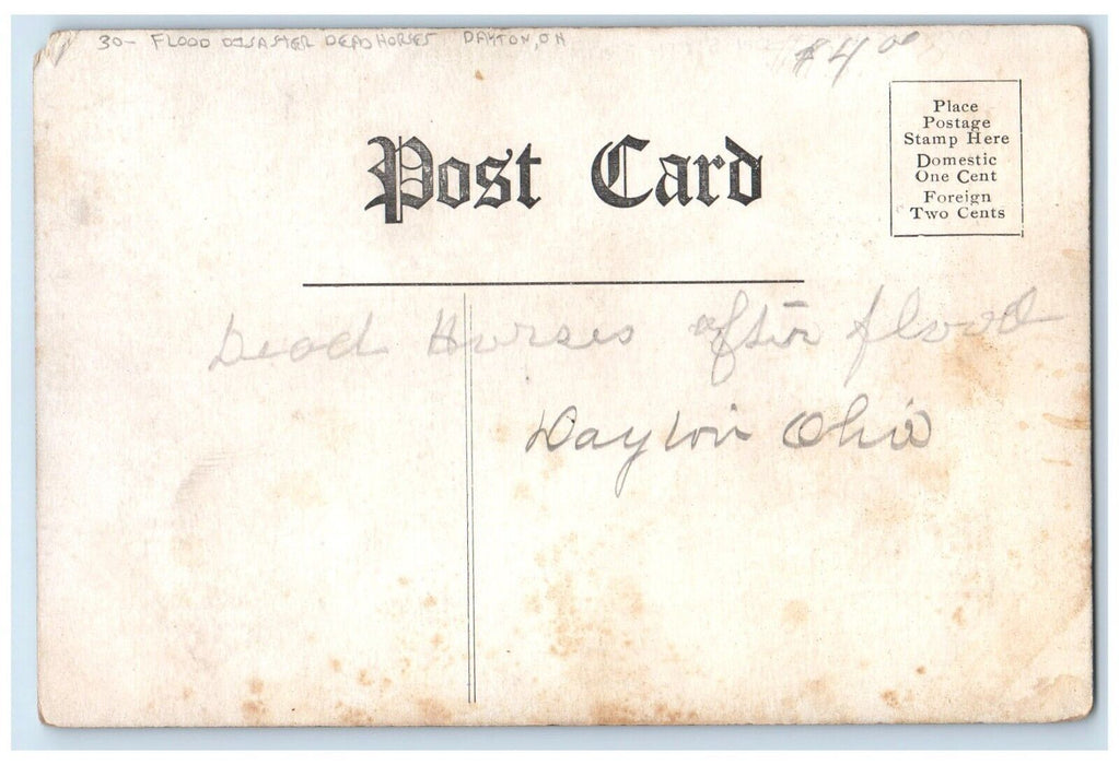 Looking West Sixth From Jefferson Flood Disaster Dead Horse Dayton OH Postcard