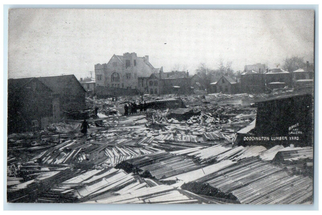 c1910's Doddington Lumber Yard Baker Art Gallery Flood Columbus Ohio OH Postcard