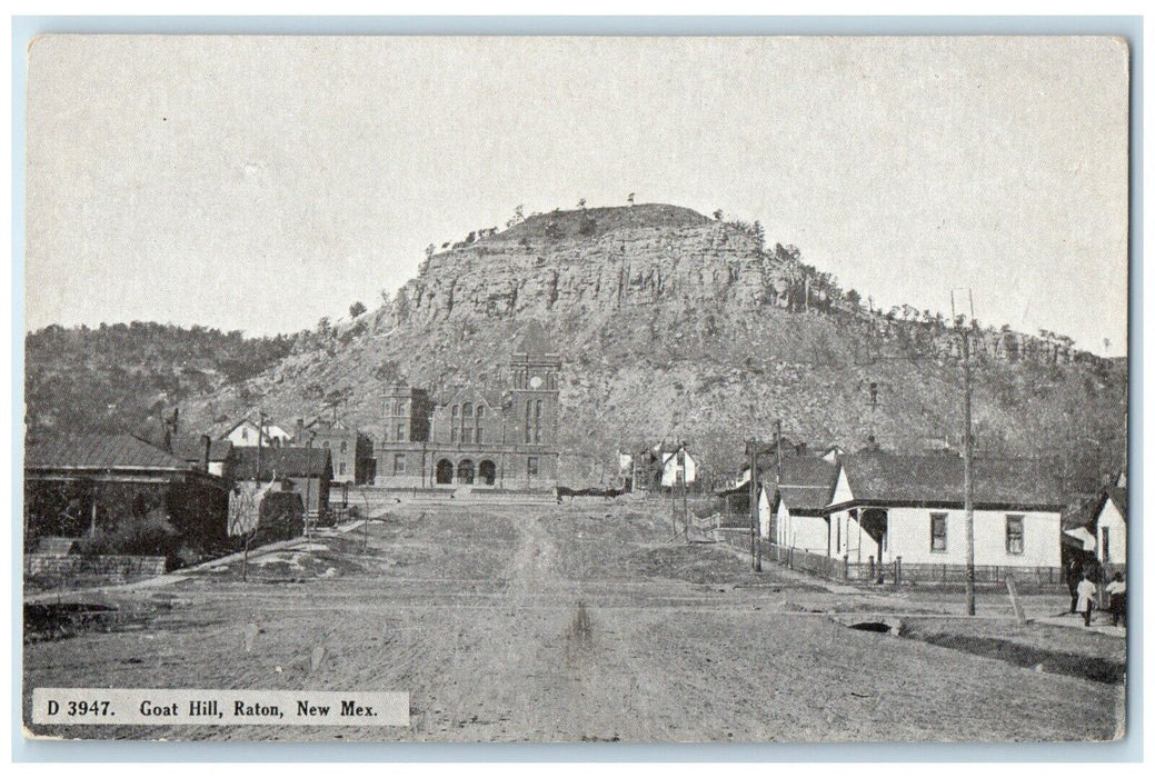 c1910's View Of Goat Hill Dirt Road Raton New Mexico NM Antique Postcard