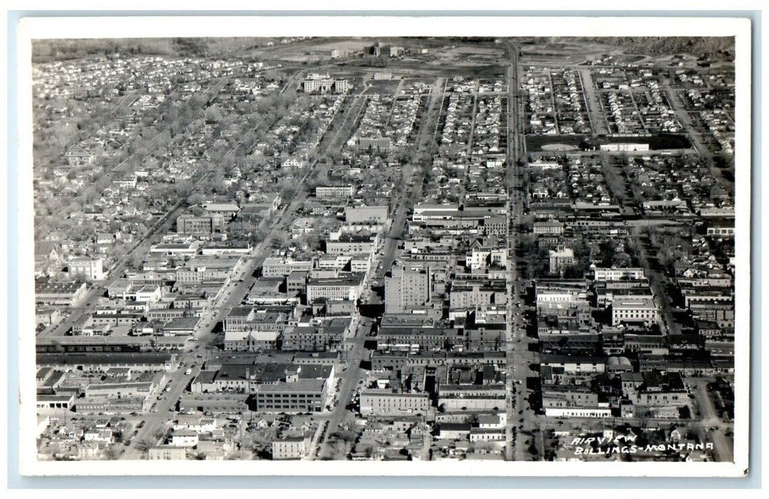 c1950's Aerial View City Roahen Billings Montana MT RPPC Photo Unposted Postcard