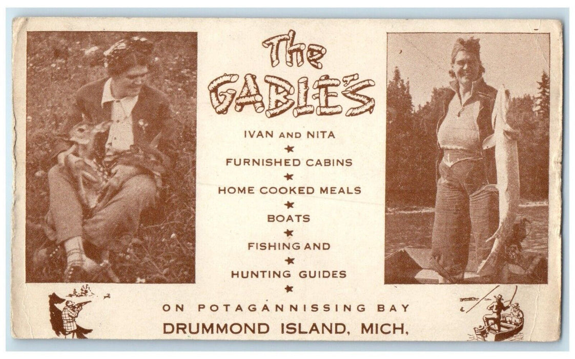 c1930's The Gables Ivan And Nita Drummond Island Michigan MI Vintage Postcard