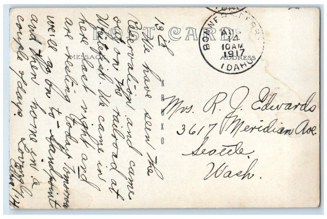 1917 North Side School Building View Bonner's Ferry Idaho ID RPPC Photo Postcard