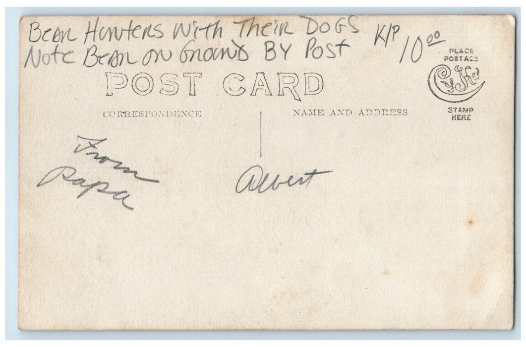 c1910's Bear Hunters Hunting Dogs Rifles Gun Men RPPC Photo Unposted Postcard