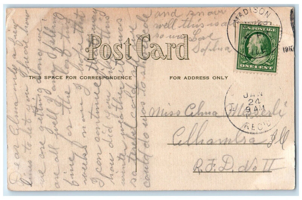 1910 Front View East St Louis Fire Depot Engine House Madison Illinois Postcard