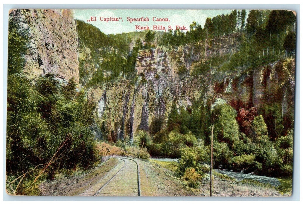 c1910 El Capitan Spearfish Canon Railroad Black Hills South Dakota SD Postcard