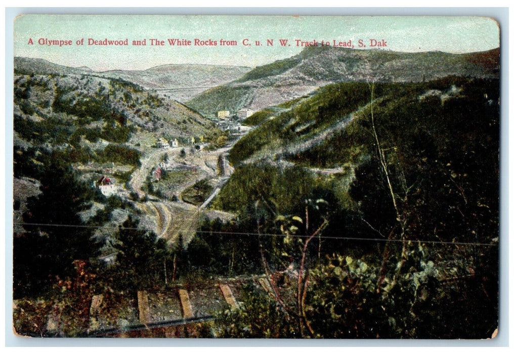 c1910 Glympse Deadwood White Rocks CU Track Lead Mountain South Dakota Postcard