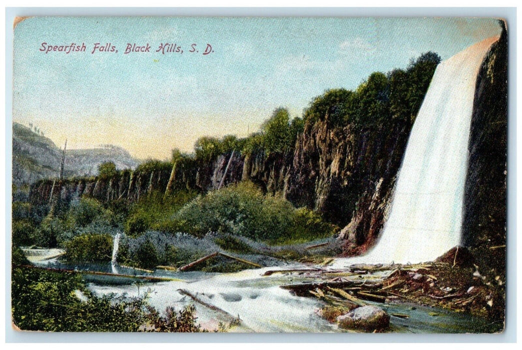 c1910 Spearfish Falls River Lake Cliff Black Hills South Dakota Vintage Postcard