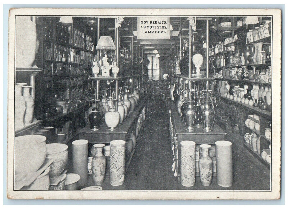 c1905 Chinese Store Lamp Department Interior View New York City NY Postcard