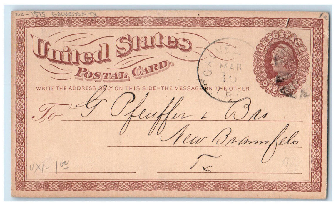 1875 Kauffman & Runge Importers Cotton Factors Galveston Texas TX Postcard