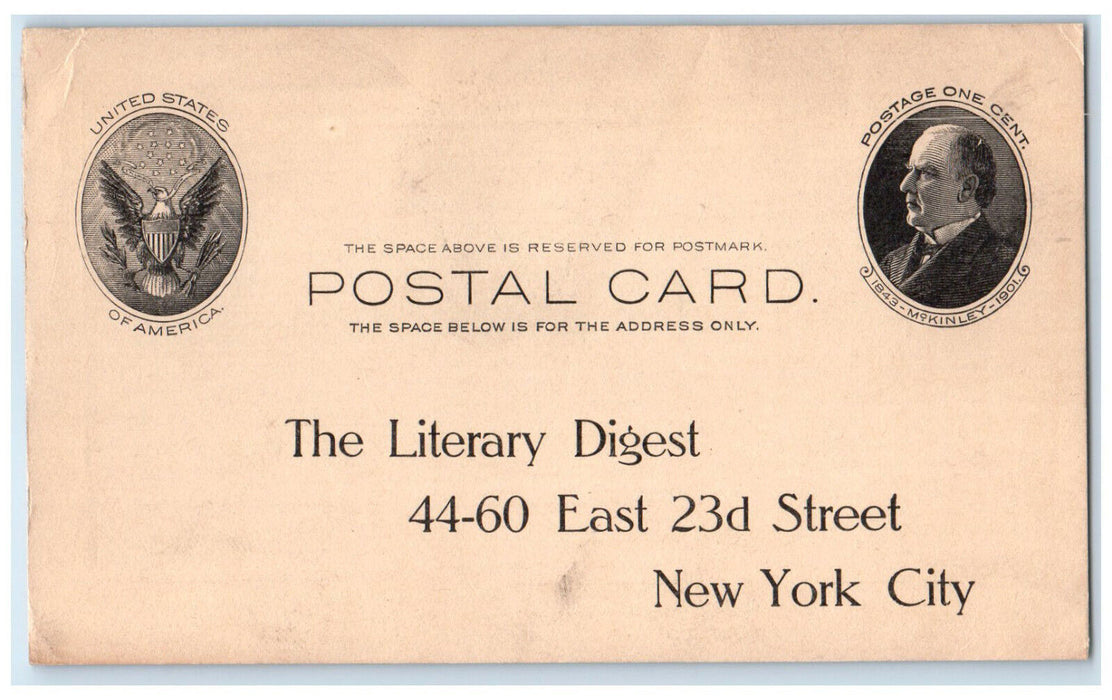 c1880's The Literary Digest New York City New York NY Unposted Postcard