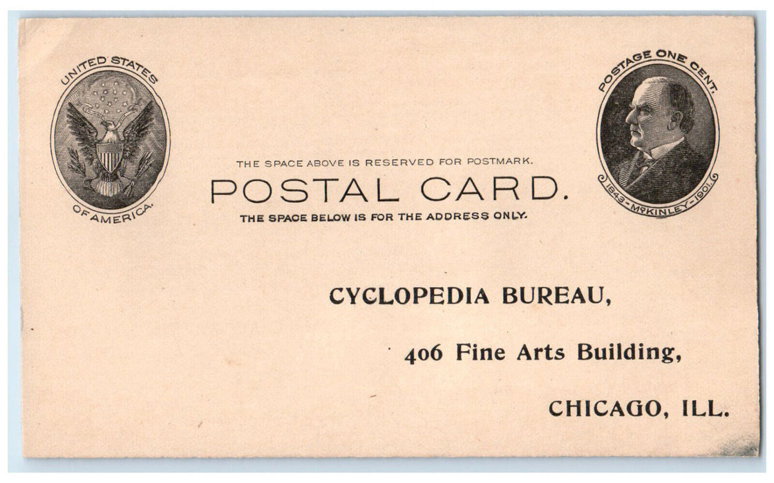 c1880's Cyclopedia Bureau Fine Arts Building Chicago Illinois IL Postcard