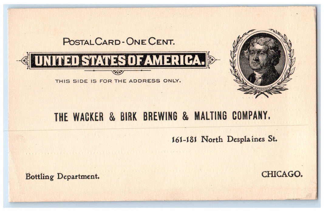 c1880's Wacker & Birk Brewing & Malting Company Chicago Illinois IL Postcard
