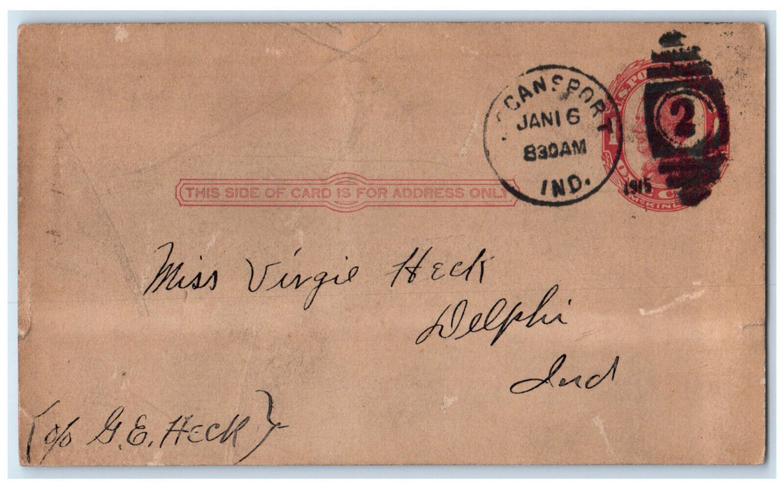 1915 Miss Virgie Heck January Clearing Sale Logansport Indiana IN Postcard