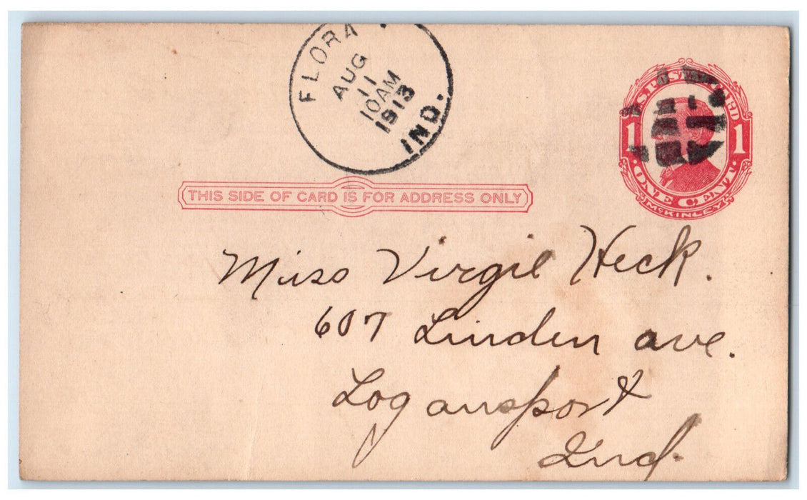 1913 Laura's Father Died Ring Finger Flora Indiana IN Posted Postcard