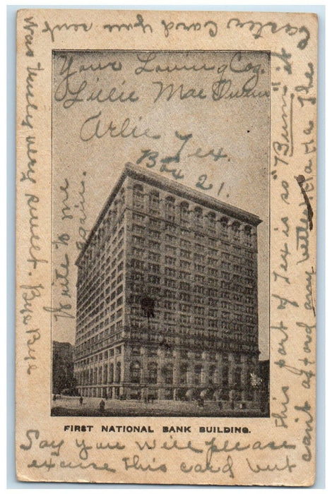 c1910's First National Bank Building Olympic Austin Texas TX DPO Doane Postcard