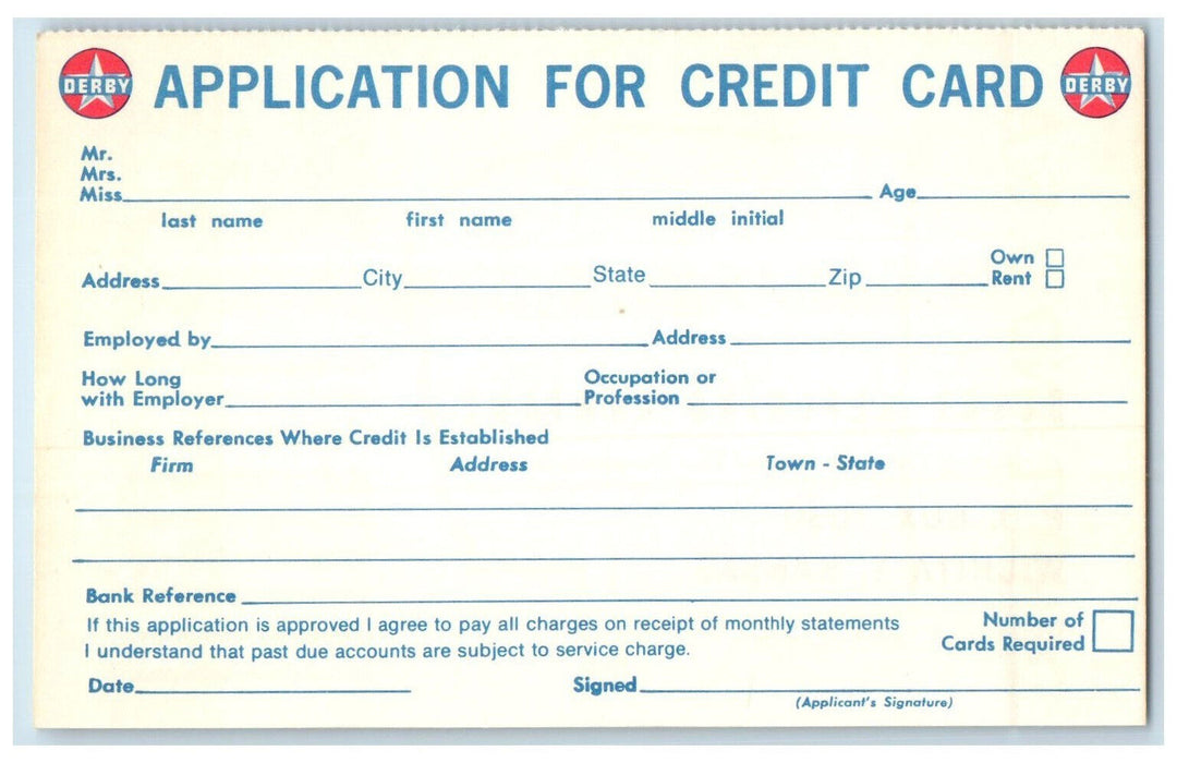 c1930's Application for Credit Card Derby Refining Co Wichita KS Postal Card
