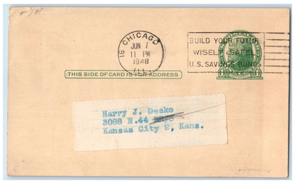 1948 Candid Movies of 19 Movie Stars Chicago Illinois IL Postal Card