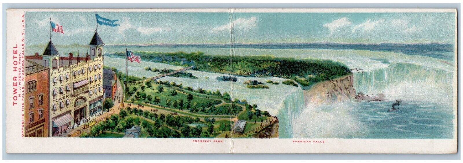 c1910'sTower Motel Niagara Falls New York NY, American Falls Antique Postcard