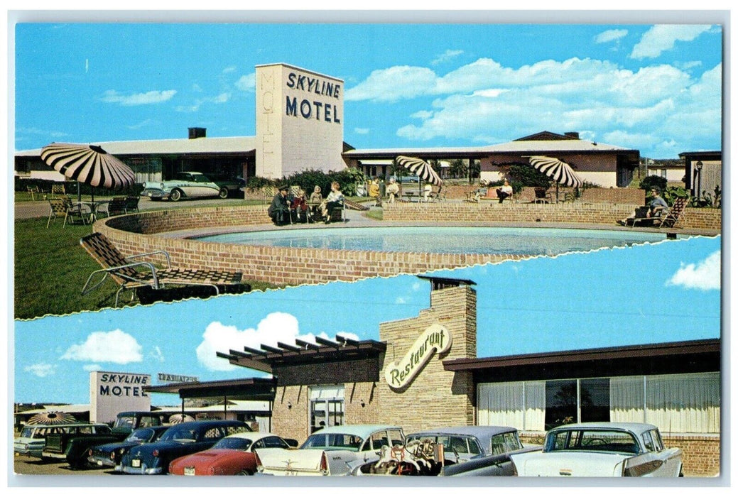 c1960's Skyline Motel And Restaurant Mineral Wells Texas TX Dual View Postcard