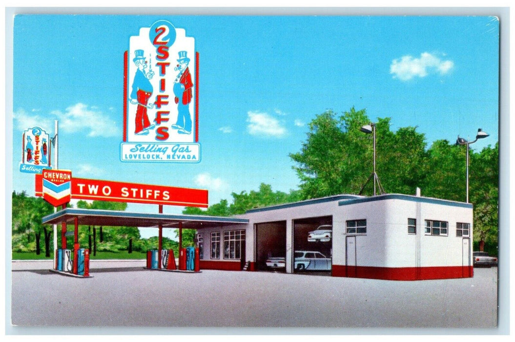 c1960's Two Stiffs Gas And Motel Cars Lovelock Nevada NV Vintage Postcard